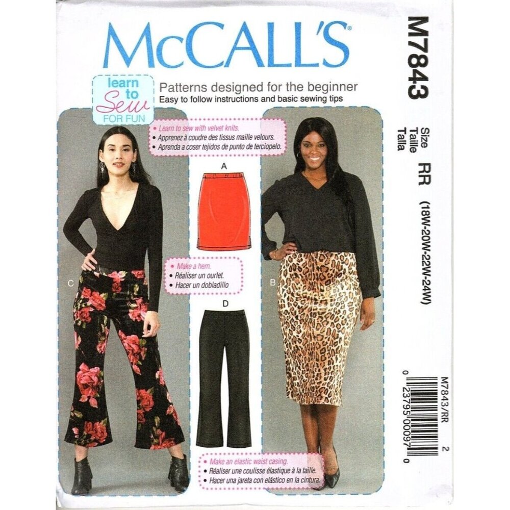 McCall's M7843 Womens 18 to 24 Learn to Sew Skirt and Pants Uncut Sewing Pattern